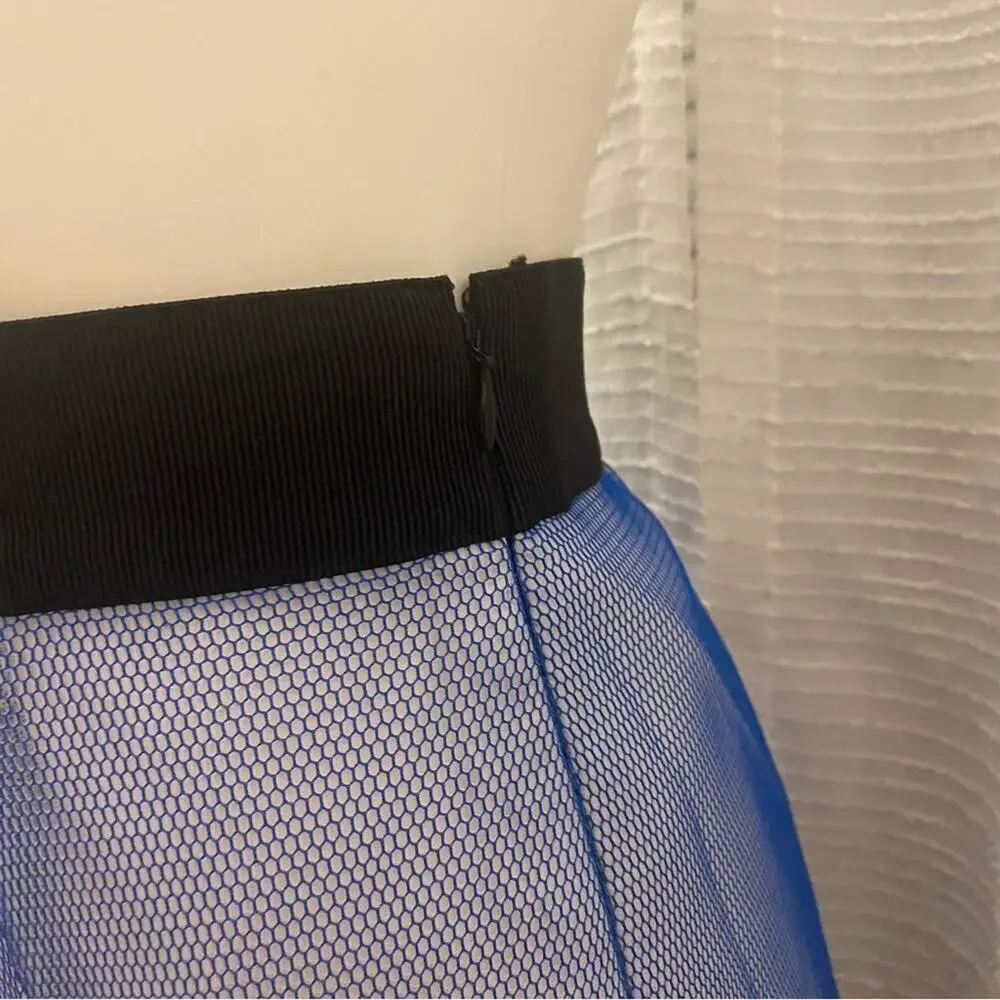 Milly Blue Midi Pencil Skirt sz 10 Milly Midi Skirt Net Overlay Skirt